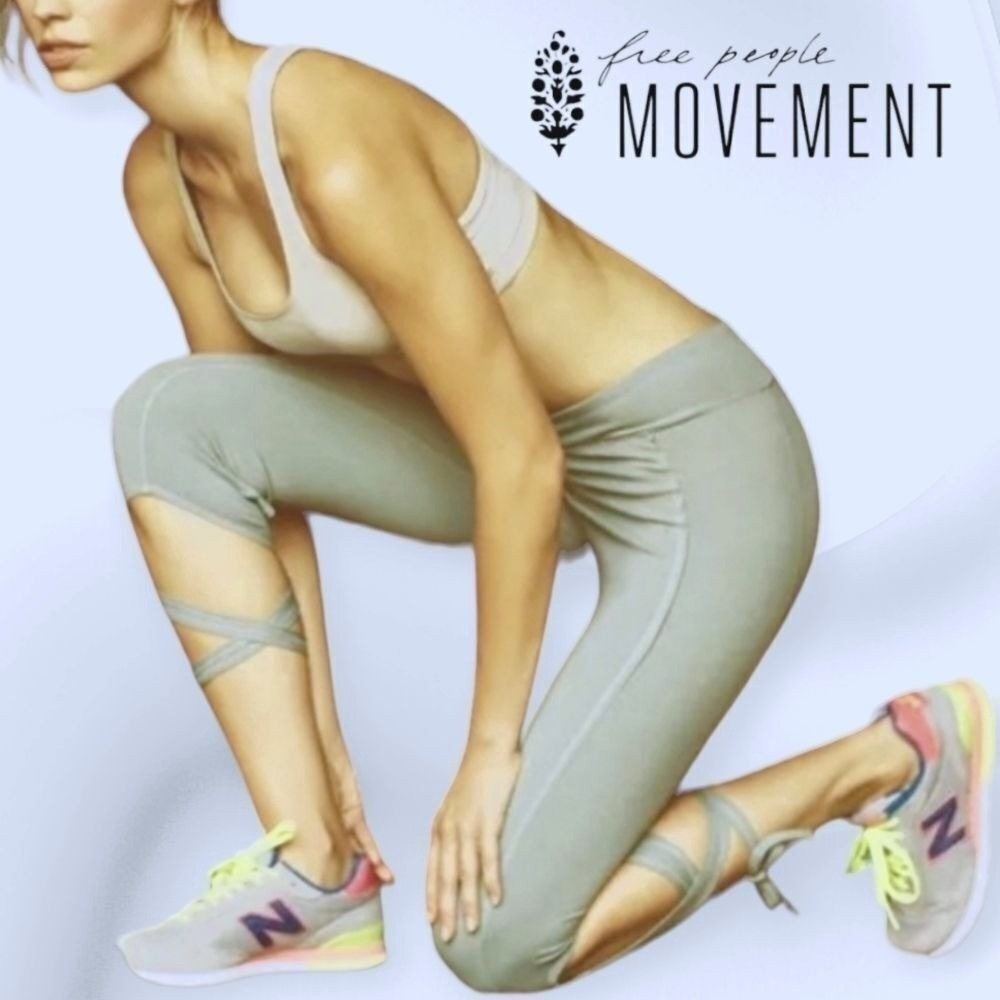 FP Movement Free People Turnout Leg Wrap Tie Yoga Ballet Leggings Teal Matcha M